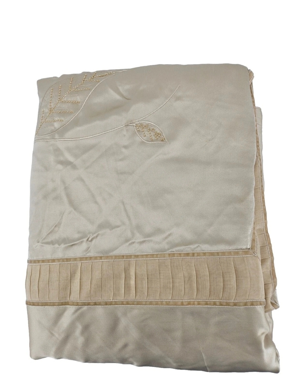 Kumi Kookoon Silk Leaves Embellishments Duvet Cover Beige/gold Queen 92x102